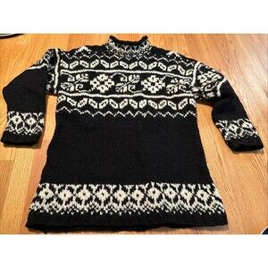 Vintage Express Tricot Heavy Wool 90s Knitted Chunky Black Turtleneck Sweater XS
